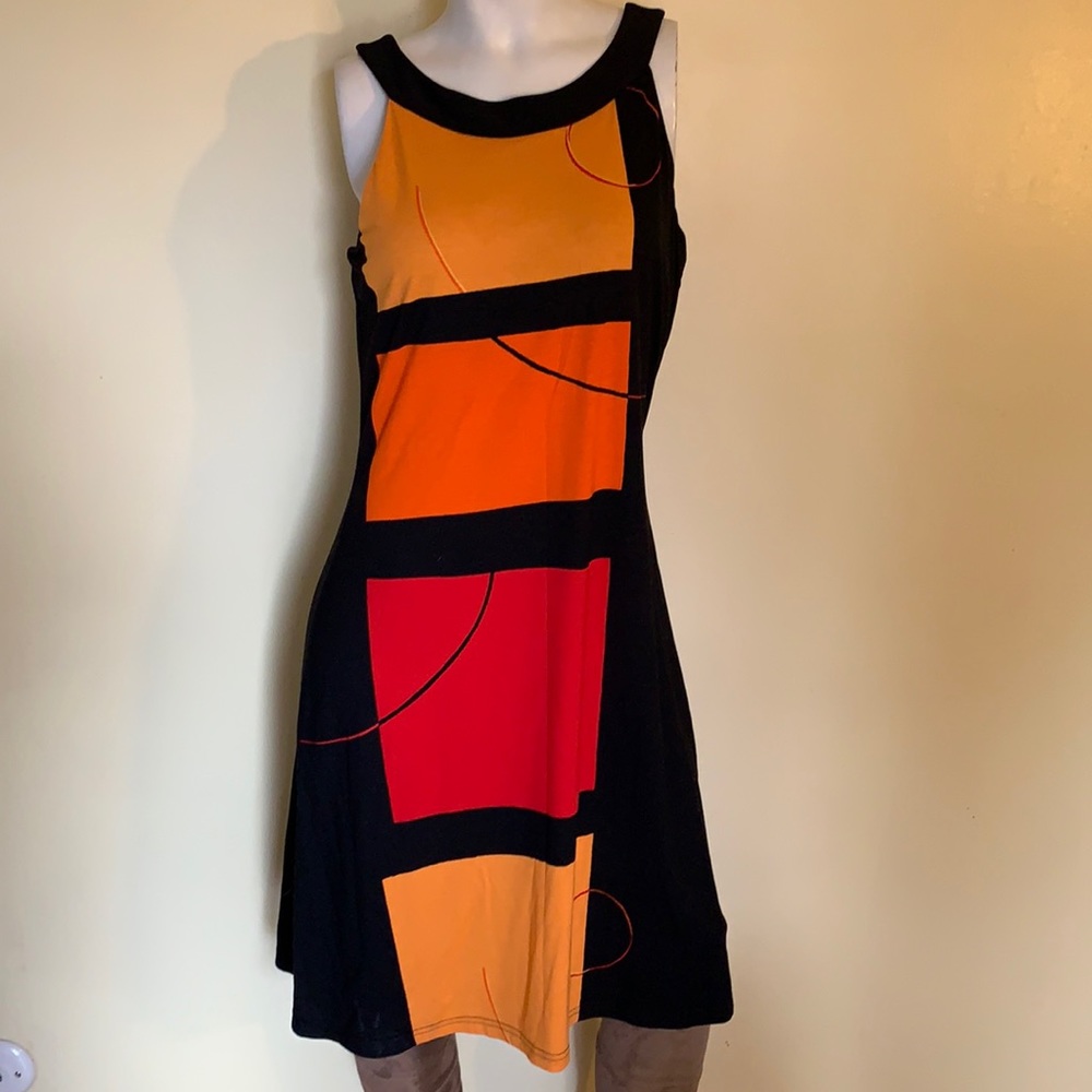 Joseph Ribkoff Geometric pattern dress.